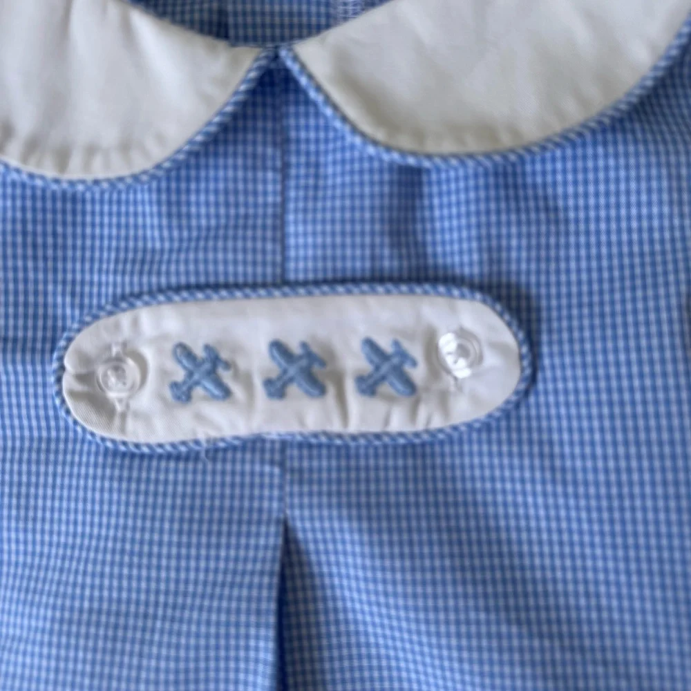 Edgehill Collection Little Boys' Peter Pan Cap Sleeve Tab Pants Set - Blue
